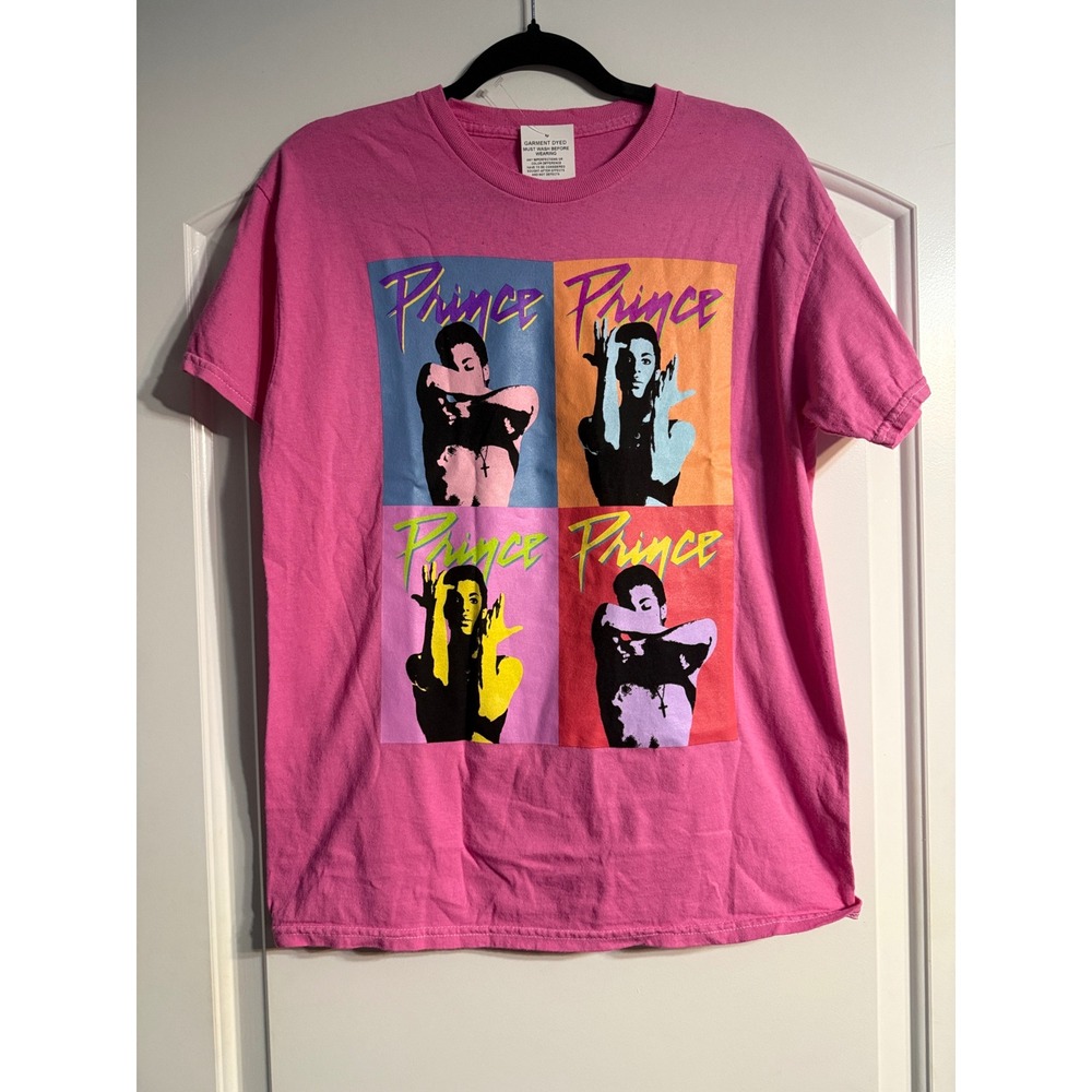 Prince Estate Graphic T-Shirt NWT Small Pink Pop Art Music Tee Retro Neon 80s